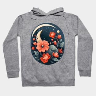 Floral Moons in Space by Akbaly Hoodie